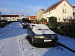 Snowy Volvo on Christmas Day in Kilbirnie